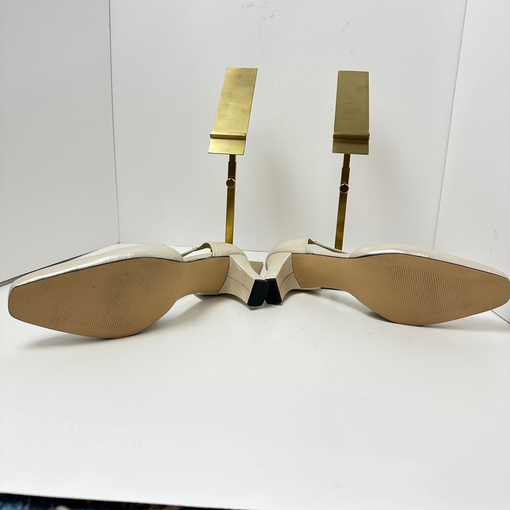 Vintage Ros Hommerson Champagne Pearl Leather T-Strap Block Heel pumps 9.5M - Picture 5 of 8